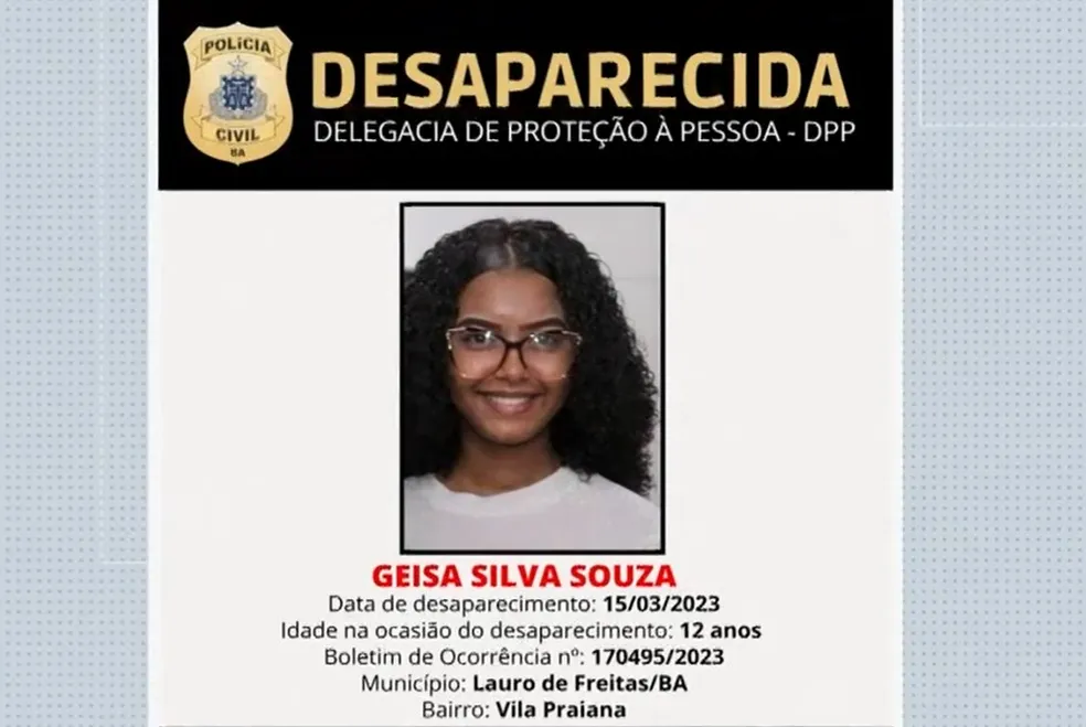 Adolescente de 12 anos desaparece na Bahia após deixar casa do avô e chamar carro por aplicativo
