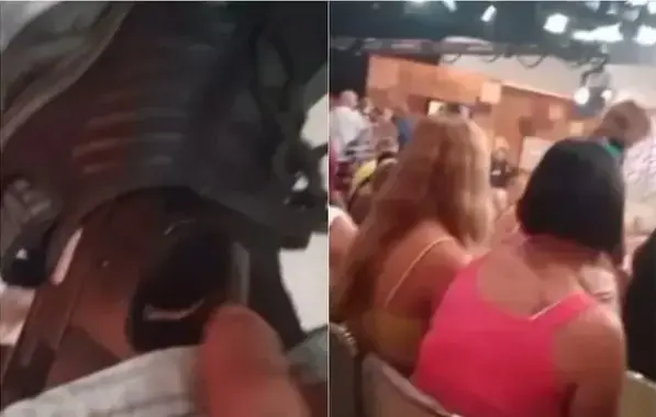 Homem exibe pistola no meio da plateia do programa Encontro