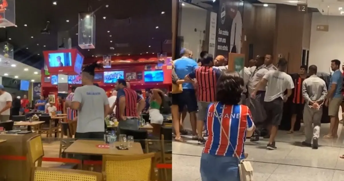 PM é acionada após briga generalizada entre torcedores de Bahia e Vitória no Parque Shopping, em Lauro de Freitas