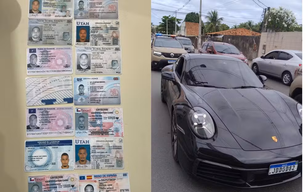 Jovem é preso com 14 carteiras de habilitação internacionais falsificadas após ser abordado dentro de porsche na Bahia
