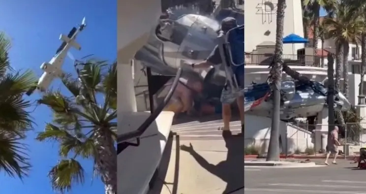 Helicóptero perde o controle e cai em praia movimentada na Califórnia; cinco pessoas ficam feridas