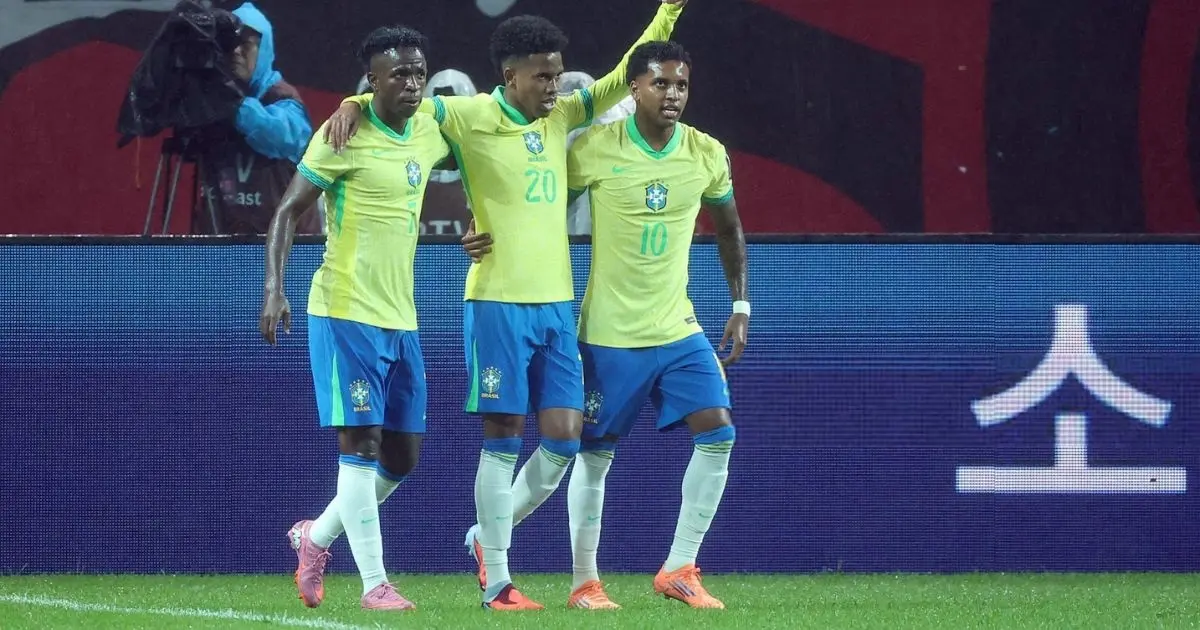 Estêvão e Rodrygo brilham e comandam goleada do Brasil sobre a Coreia do Sul em amistoso na Ásia