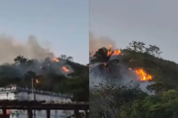 VÍDEO: Incêndio atinge terreno e mobiliza corpo de bombeiros no Recôncavo Baiano