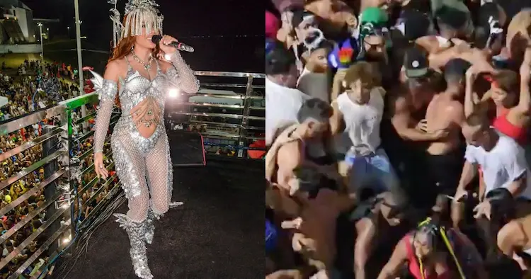 VÍDEO: Foliões caem e são pisoteados em aglomeração durante passagem do trio de Anitta no circuito Dodô, em Salvador