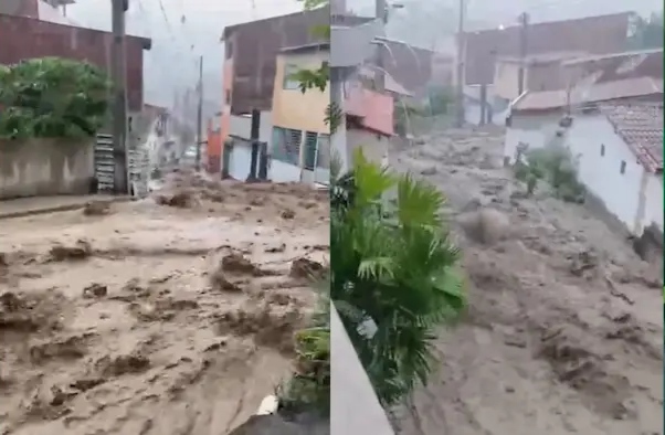 VÍDEO: Chuva forte alaga ruas e afeta asfalto centro de Ubaíra, no Vale do Jiquiriçá