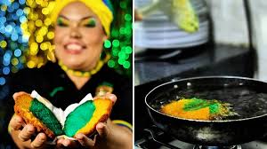 Empreendedora baiana entra no clima da Copa do Mundo e cria acarajé verde e amarelo